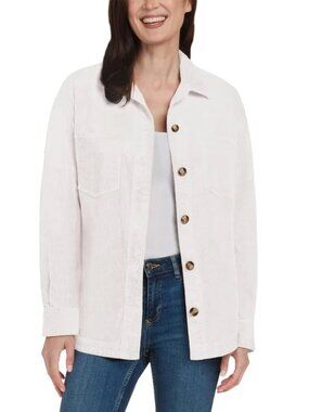 Matty M Women's Corduroy Shirt Jacket Beige, Size XL (New)